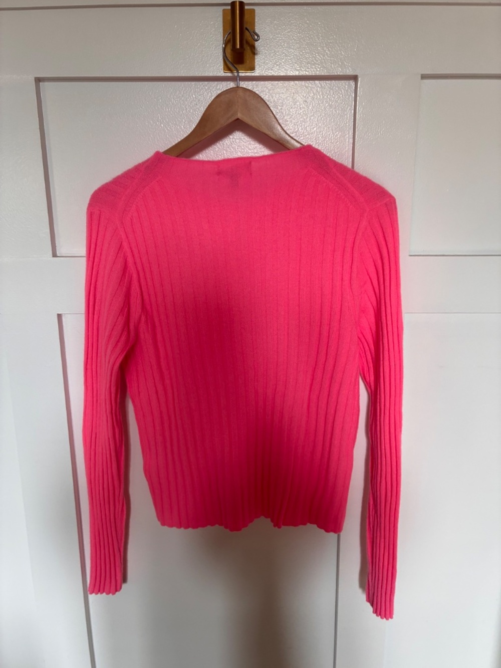 NWT J Crew neon pink wide rib cashmere cardigan - Picture 7 of 7